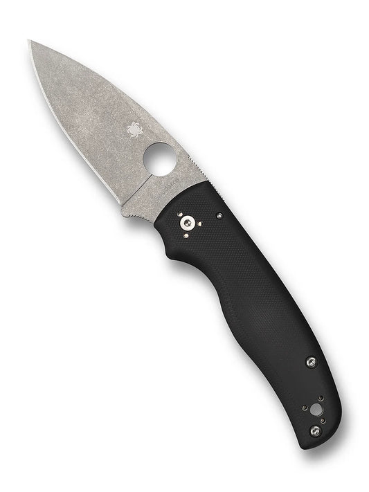 Spyderco Shaman Compression Lock Knife Black G-10 3.6" Stonewash Blade C229GP