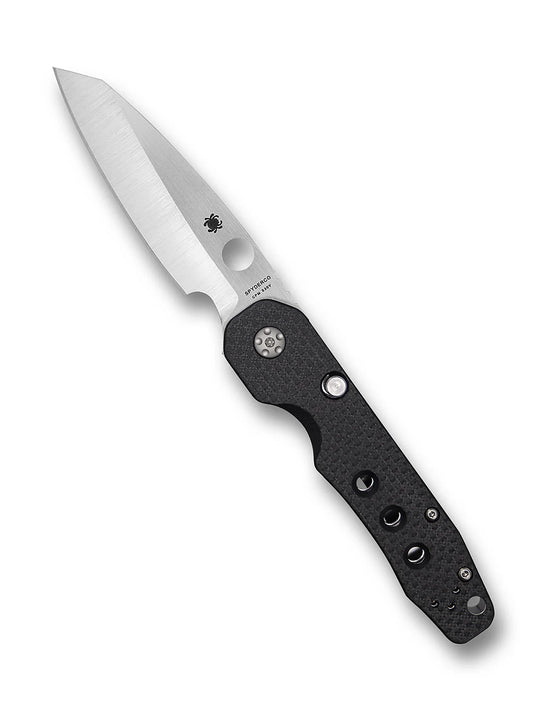 Spyderco Smock Folding Knife 3.45" S30V Satin Plain Blade, Carbon Fiber G10 Handles, Compression Lock
