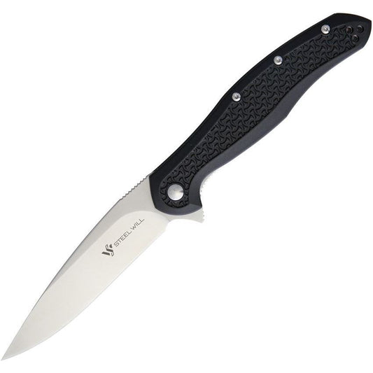 Steel Will Intrigue Folding Knife (F45-11) – 3.75" D2 Satin Blade, Black FRN Handle