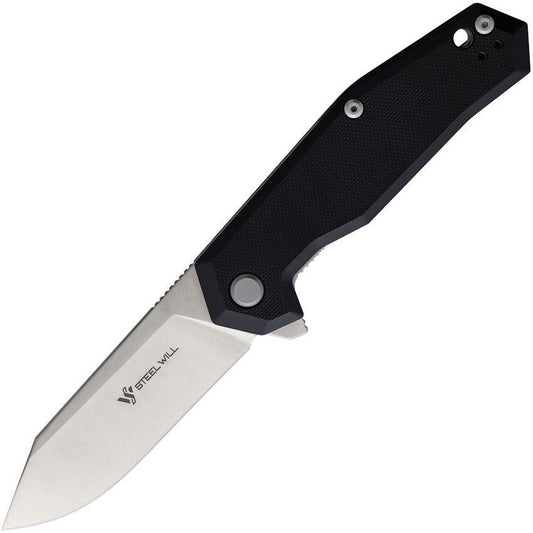 Steel Will Tenet 2 Liner Lock Knife  Black G10 Handle  3.5" Satin D2 Blade (F3101)