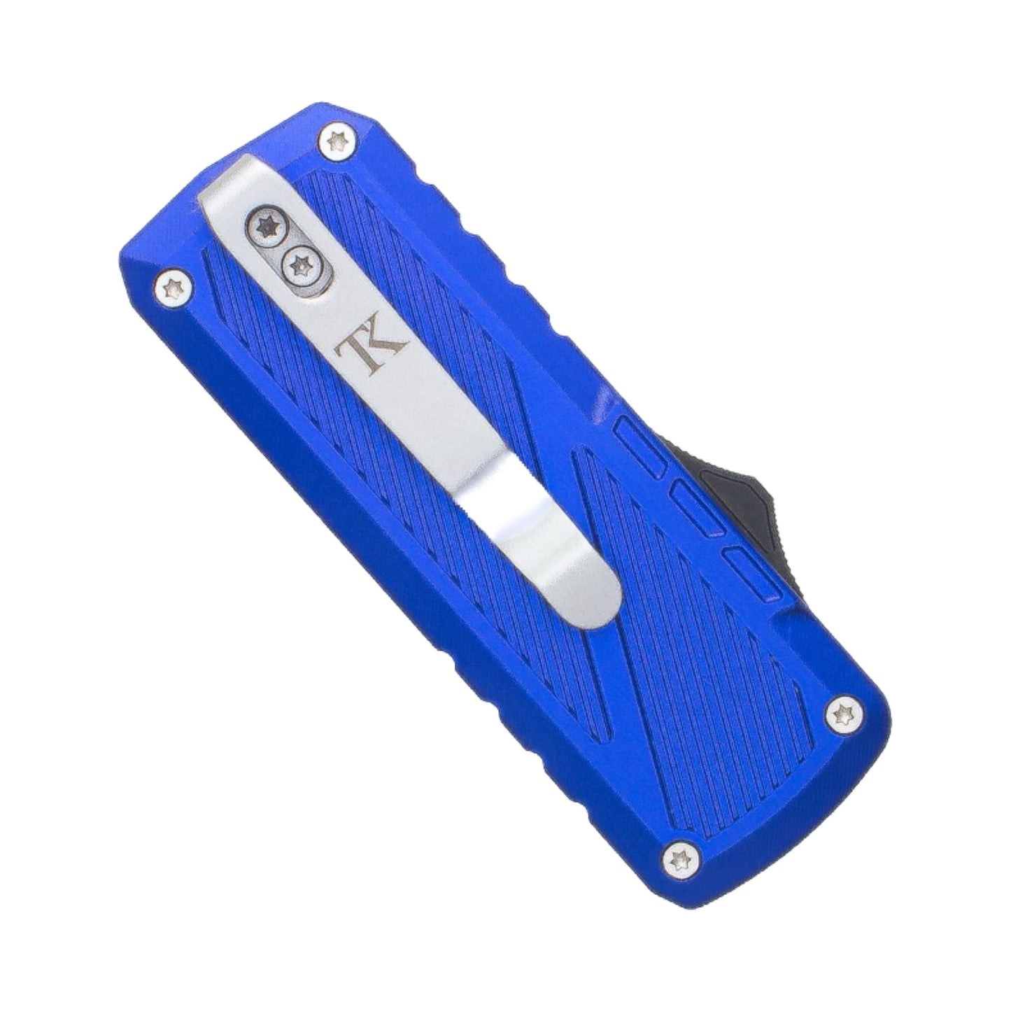 TacKnives Zipper Utility Knife Blue SK5 Razor Blade Aluminum & Titanium Handle EDC