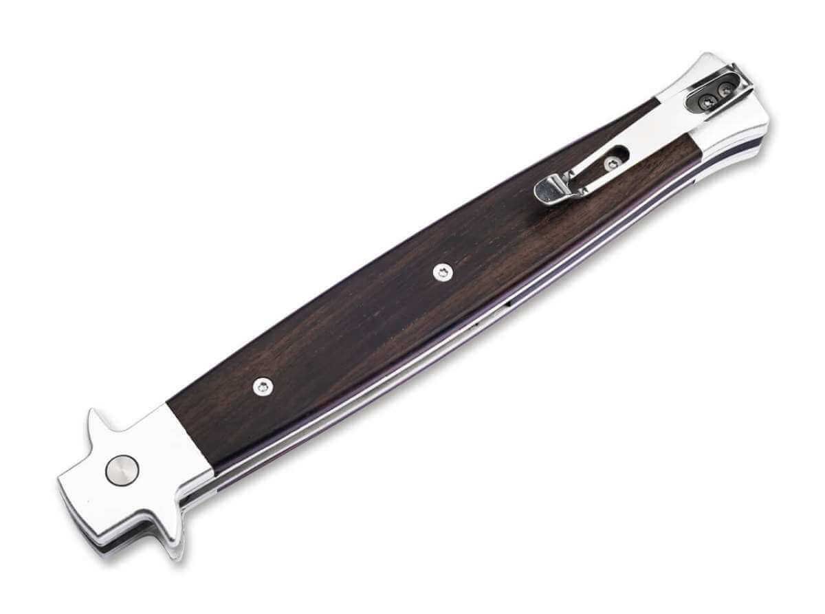 Boker Plus Stiletto 5.0 Ebony Automatic Knife 14C28N Blade Ebony Wood Handle 06EX752