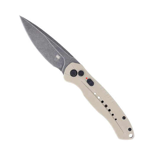 Cobratec Tan Diablo Auto 3.5" D2 Blade – G-10 Handle  Side Switch Automatic Knife