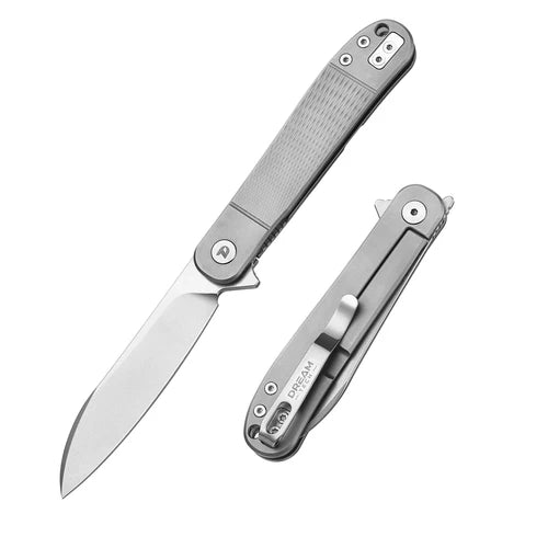 DreamTech 4.02" VG10 Gray Titanium Folding Knife D4370VG