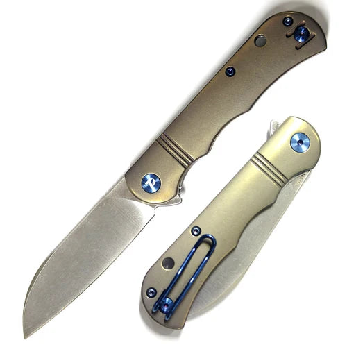 DreamTech D4453LBR Titanium Folding Knife 3.15" 14C28N Sheepsfoot Bronze D4453LBR