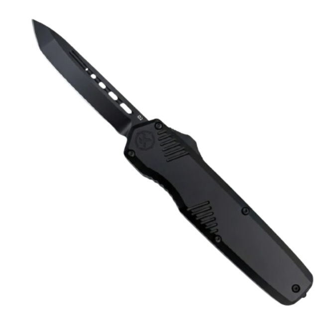 Krate Tactical Monarch OTF Knife Black Tanto Blade Dual Action Automatic KRT-OTF-2LKF-AKK-T0D2K