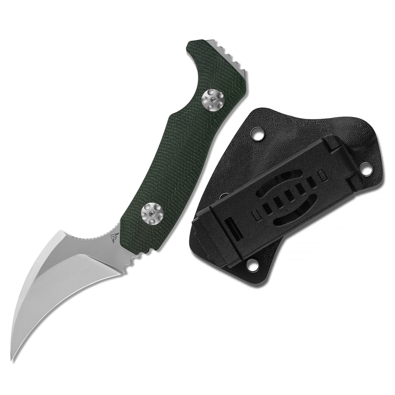 Ameight LSM Fixed Blade Knife – 2.82" 14C28N Light Grey PVD Blade, Green Micarta Handle | AME508MGN
