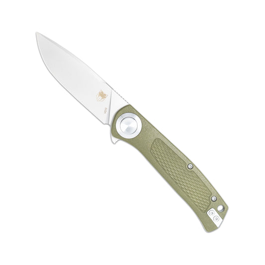 CobraTec EDC Scout Green Button Lock Knife – VG10 Blade with Grivory Scales