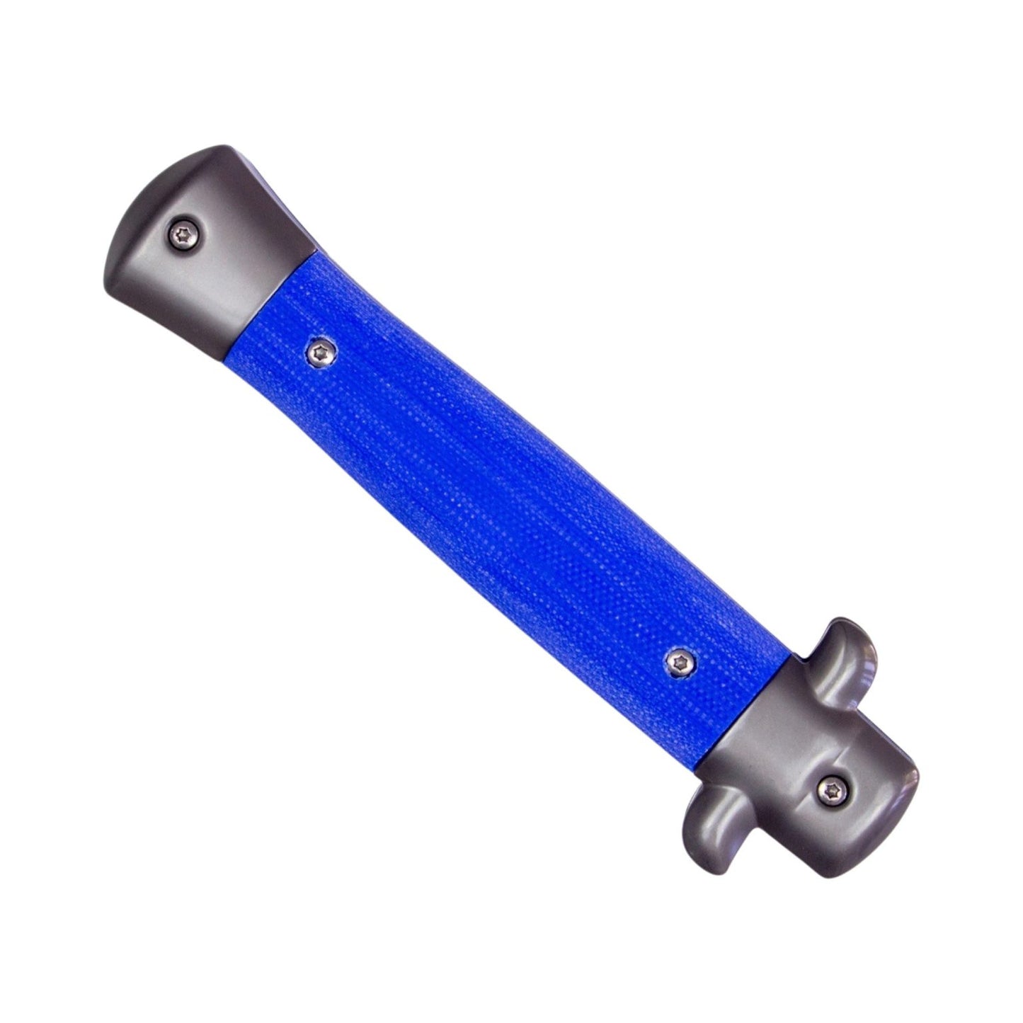 TacKnives CNC 9" Italian Stiletto OTF Knife D2 Satin Bayonet Blade Blue T6-6061 Aluminum Handle