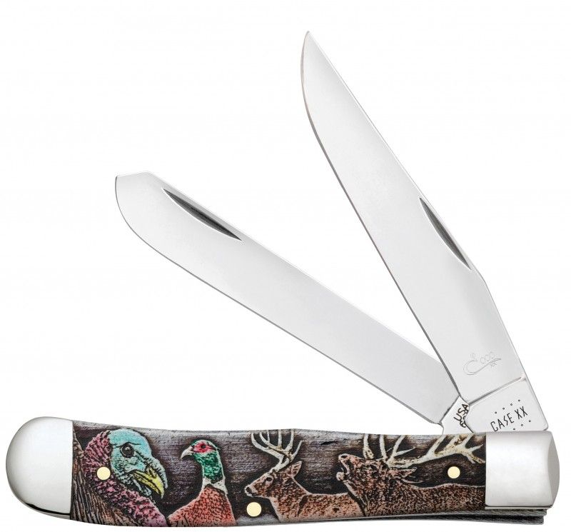 Case XX Wild Game Series Gift Set Color Wash Natural Bone Trapper Pocket Knife | Tru-Sharp Stainless | 60585
