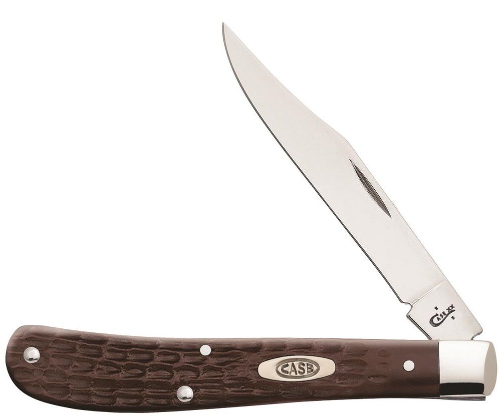 Case XX™ Jigged Brown Synthetic Slimline Trapper Stainless Pocket Knife 00135