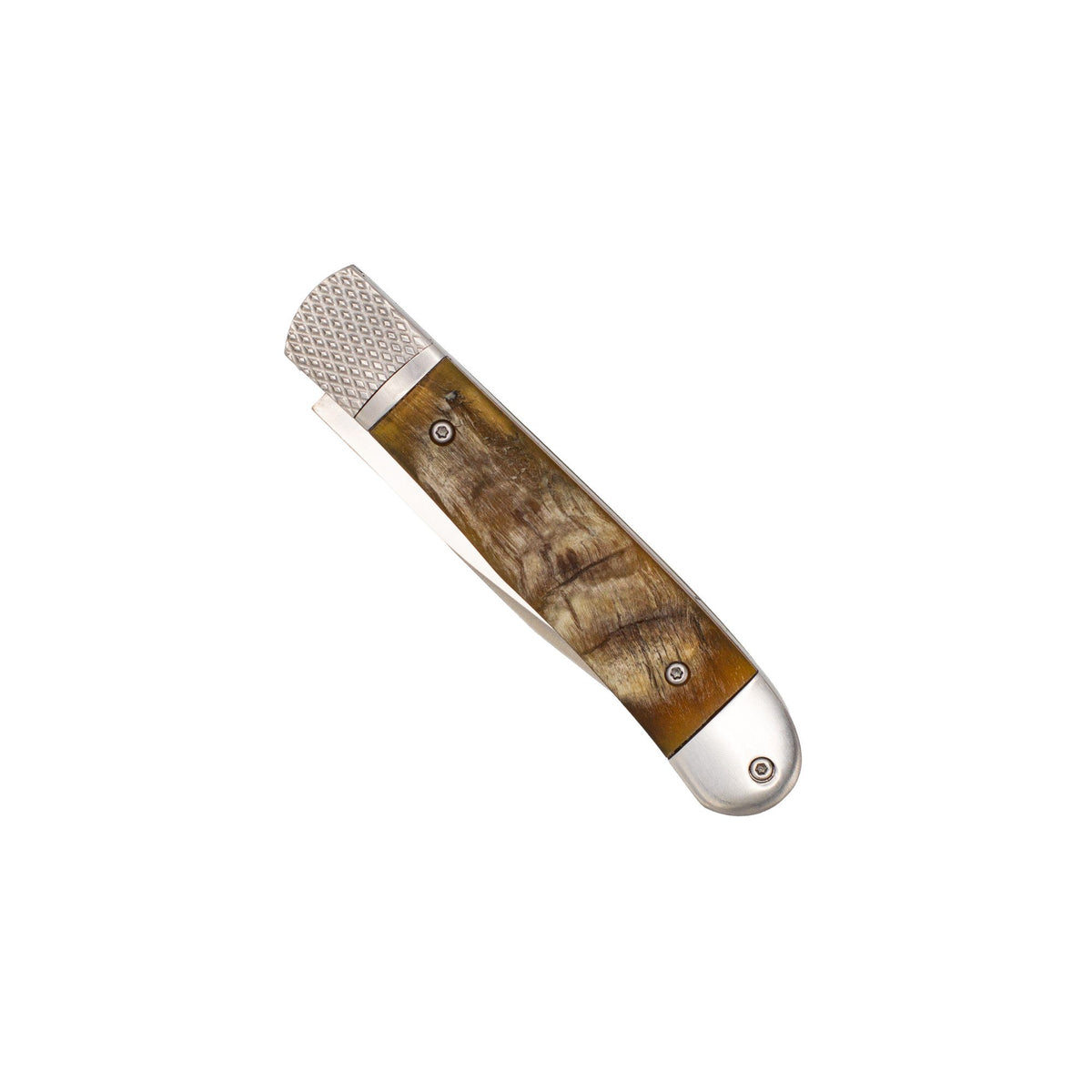 Cobratec Trapper Hidden Release Folding Knife 3.125" Satin D2 Blade Genuine Ram Horn Handle CTTHRRMH