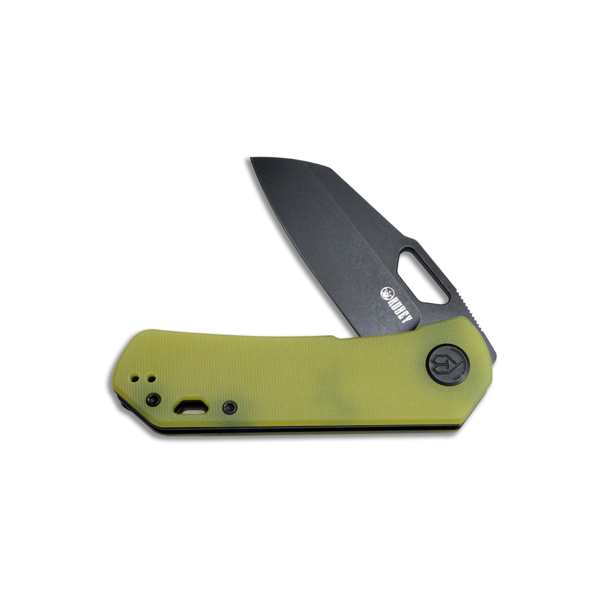 Kubey Duroc Folding Knife – Yellow G10 Sheepsfoot AUS-10 EDC Knife KU332H