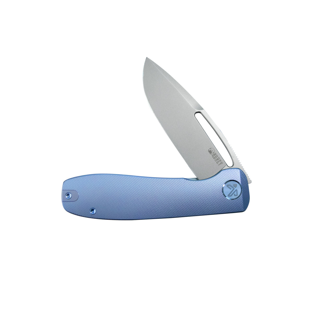 Kubey Supercell Folding Knife – Blue Titanium Handle 14C28N EDC Knife KU353B