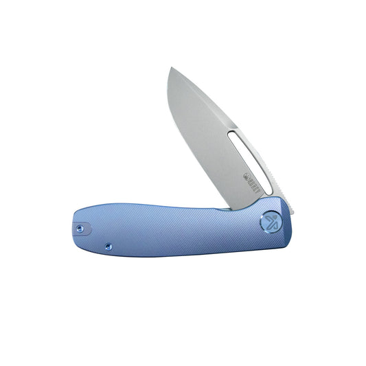 Kubey Supercell Folding Knife – Blue Titanium Handle 14C28N EDC Knife KU353B