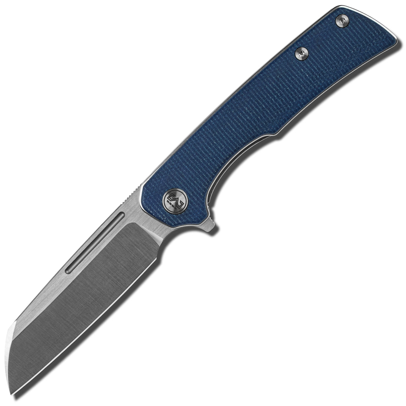 Miguron Malory Flipper Folding Knife – 3.5" 14C28N Satin Blade, Blue Micarta Handle | MGR-809MBU