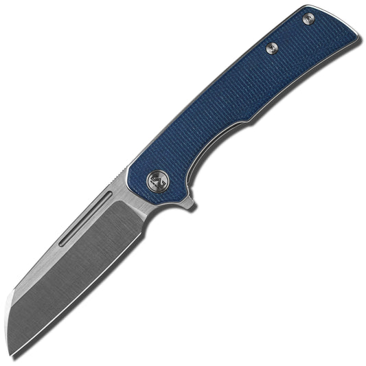 Miguron Malory Flipper Folding Knife – 3.5" 14C28N Satin Blade, Blue Micarta Handle | MGR-809MBU