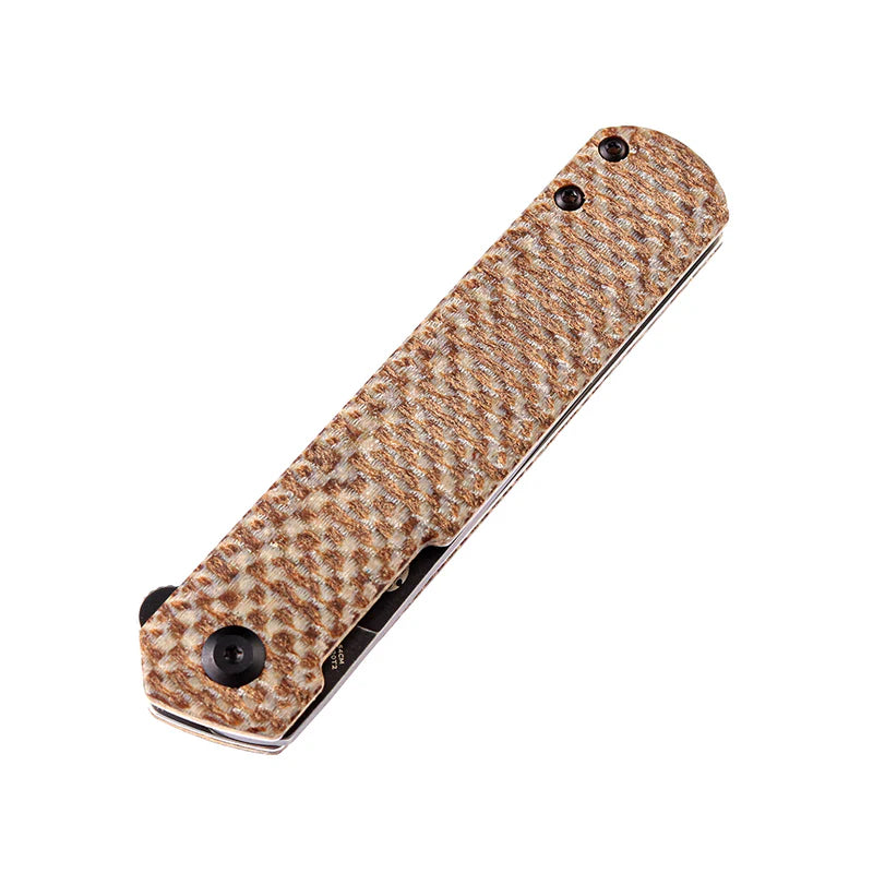 KANSEPT Foosa Liner Lock Folding Knife – Plaid Brown Micarta, 154CM X2020T2