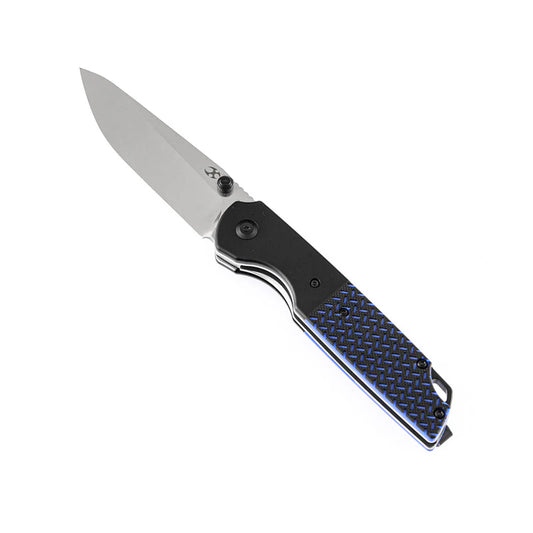 KANSEPT Warrior Folding Knife – Stonewashed D2 Blade & Black/Blue G10 Handle (T1005S1)