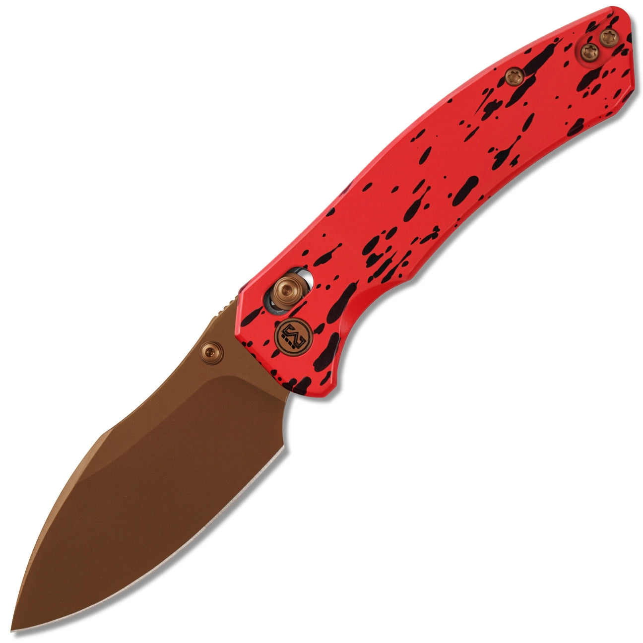 Miguron Norsa Cross-Bar Lock Folding KnifeMGR820ARD 2.99" Rose Gold PVD D2 Blade Red PVD Aluminum Handle | MGR820ARD