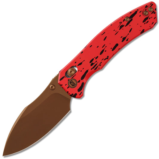 Miguron Norsa Cross-Bar Lock Folding Knife MGR820ARD 2.99" Rose Gold PVD D2 Blade Red PVD Aluminum Handle | MGR820ARD