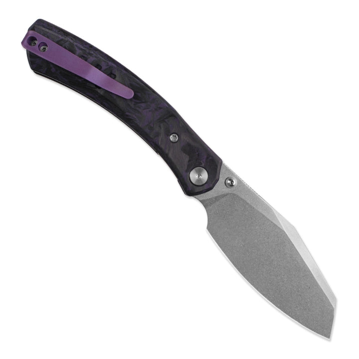 Miguron Karok 3.4" D2 Stonewash Sheepsfoot Carbon Fiber Purple Folding Knife MGR827CFPU