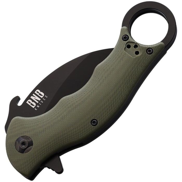 BNB OD Green Karambit Folder 1221KFG – D2 Hawkbill Tactical Folding Knife