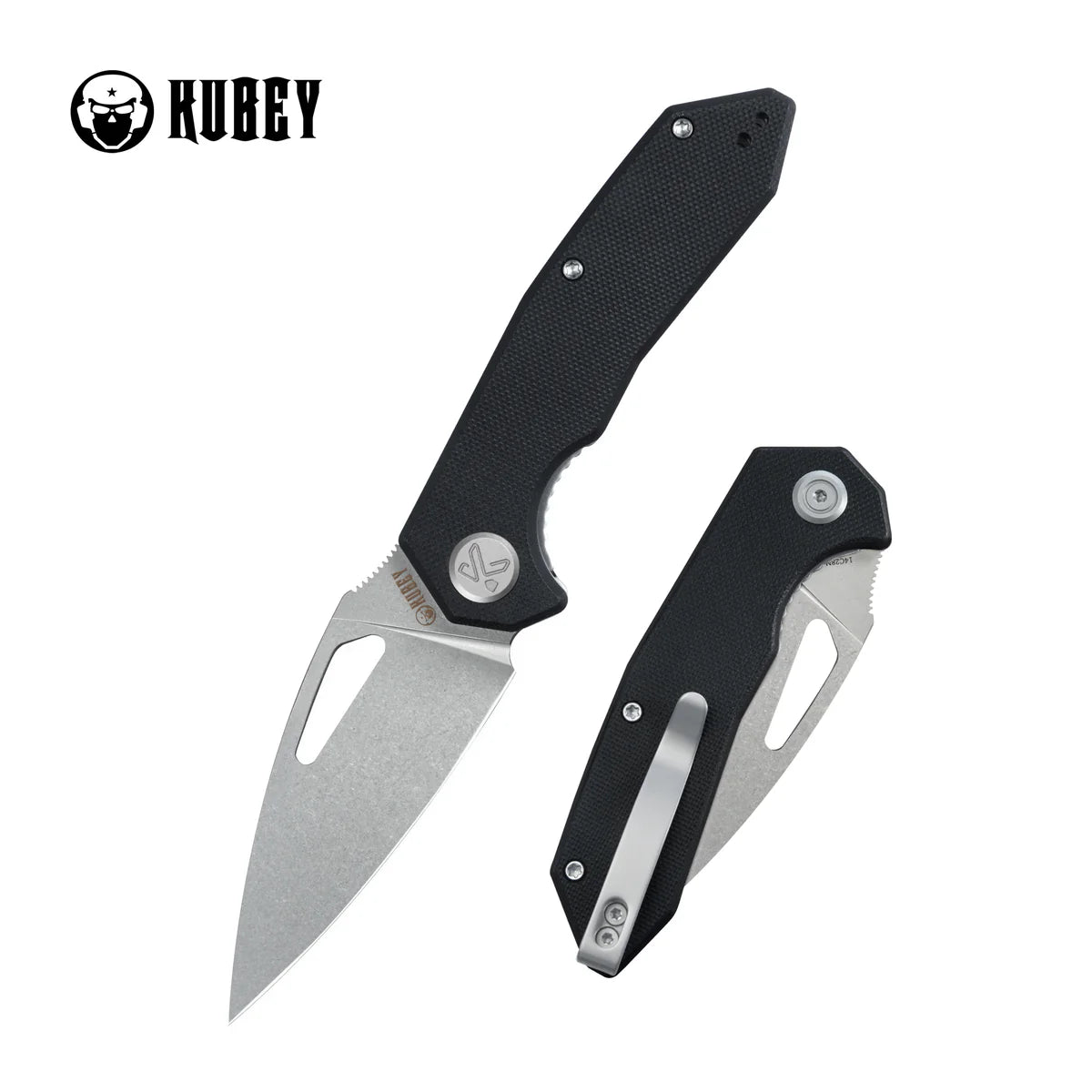 Kubey Coeus Liner Lock Thumb Open  Black G10 Handle 3.11" Stonewash 14C28N KU122U