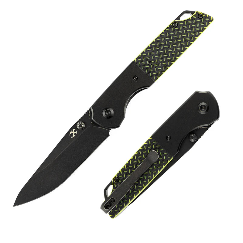 KANSEPT Warrior Folding Knife – Black TiCN D2 Blade & Black/Green G10 Handle (T1005S2)
