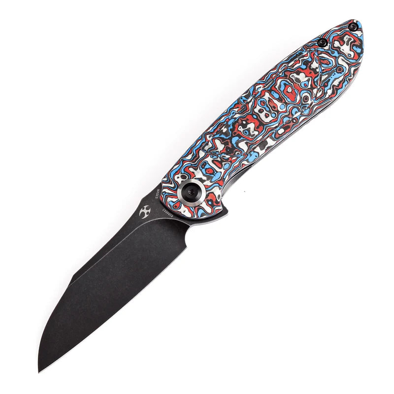 KANSEPT Prometheus Knife White Blue Red Nebula Carbon Fiber,CPM S35VN K1040A2