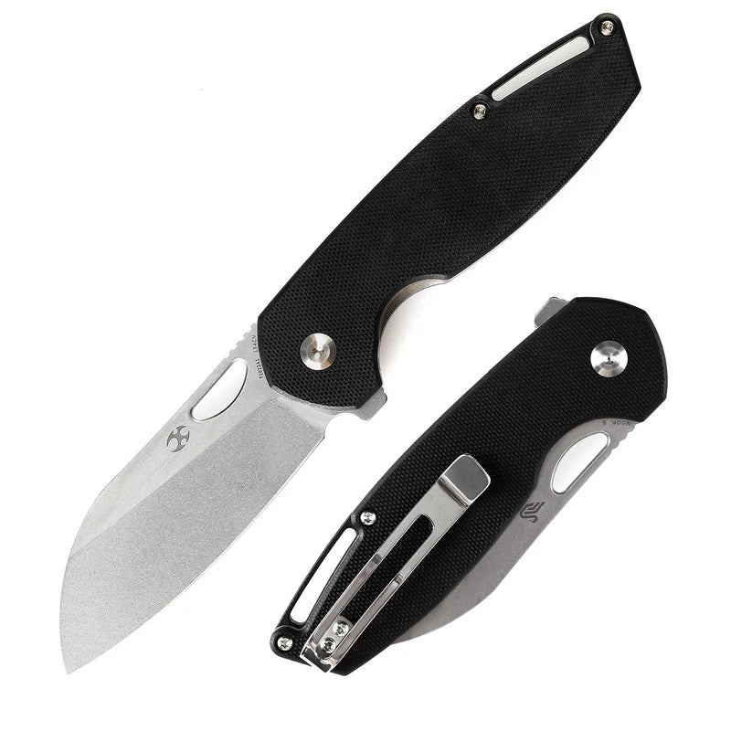 KANSEPT Model 6 Flipper/Thumb Hole Knife – Black G10, 154CM T1022A1