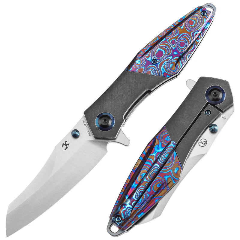 KANSEPT Mistaken Thumb Stud Flipper Blackwash Titanium, Timascus, CPM 20CV K1053A3