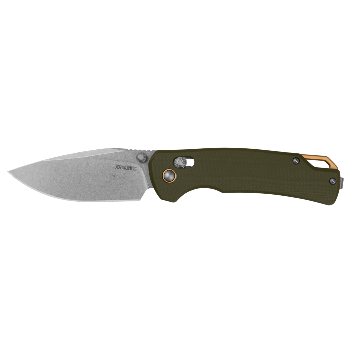 Kershaw Proximal Folding Knife – DuraLock) Olive G10 w/ Stonewashed D2 Blade  2058