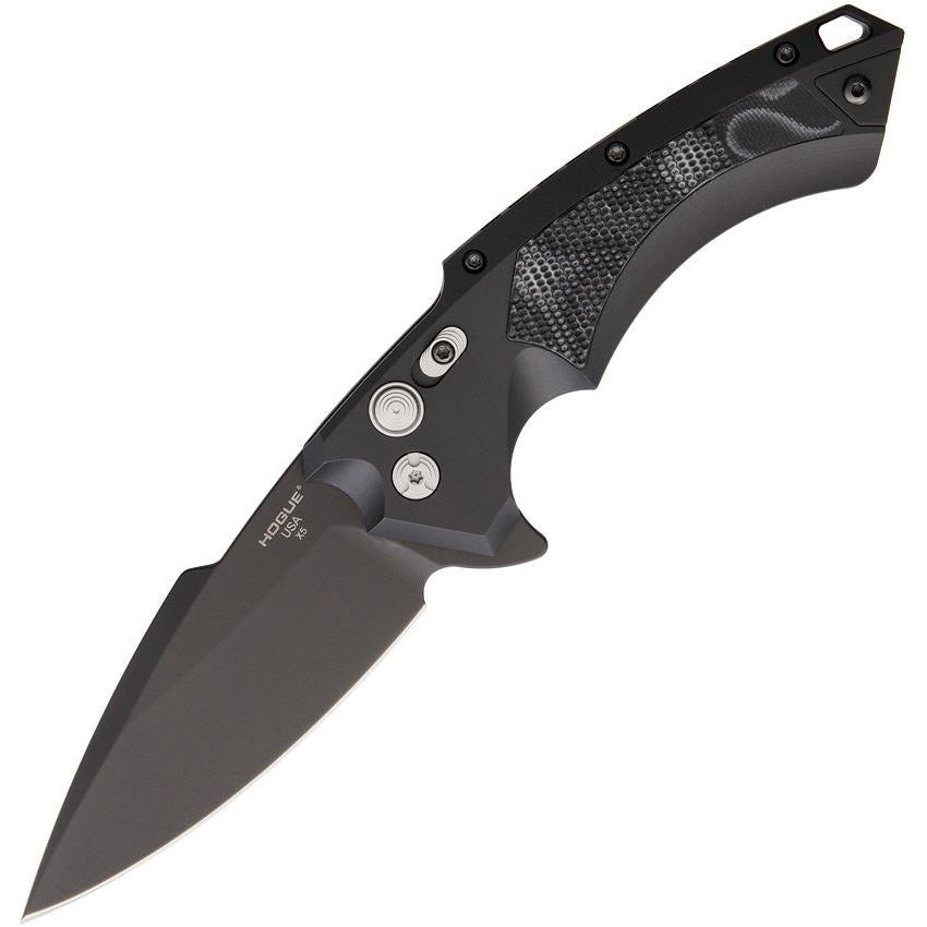 Hogue X5 Folder Spear Point Knife Black Aluminum Handle (4" CPM-154 Black Blade) HO34559