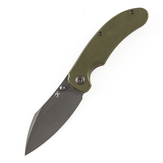 KANSEPT Nesstreet Thumb Stub Folding Knife – Olive Green G10, 154CM T1039A3