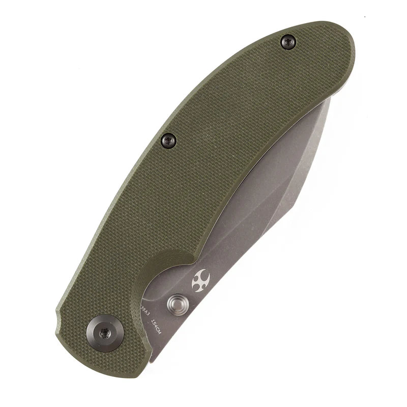 KANSEPT Nesstreet Thumb Stub Folding Knife – Olive Green G10, 154CM T1039A3