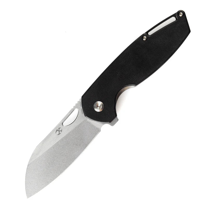 KANSEPT Model 6 Flipper/Thumb Hole Knife – Black G10, 154CM T1022A1