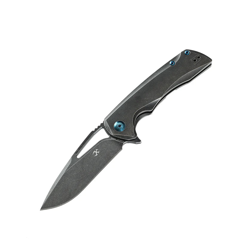KANSEPT Kryo Thumb Hole Folding Knife – Black Titanium Frame Lock (K1001A2)