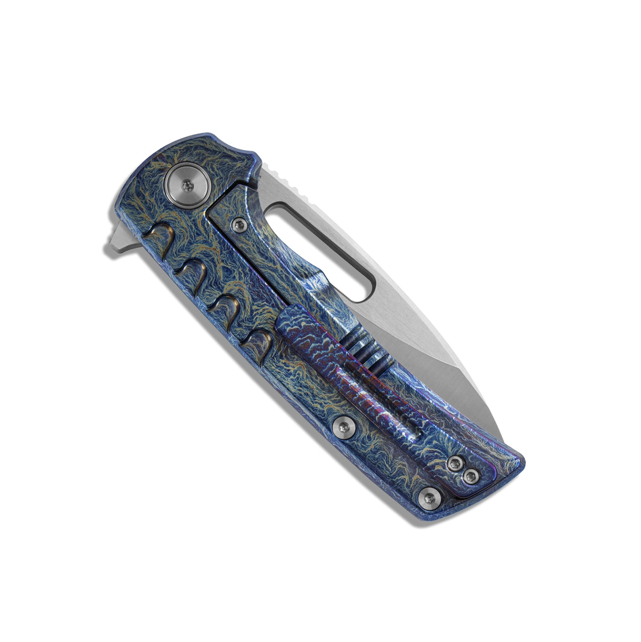 Miguron Arma Flipper Folding Knife – 3.78" Elmax Satin Blade, Lightning Strike Finish Titanium Handle | MGR603DG