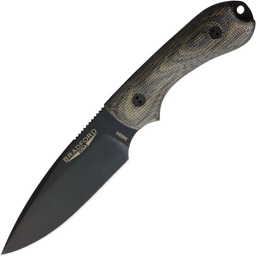 Bradford Knives Guardian 3 3D Fixed Blade Knife – 3.5" Bohler N690 Black DLC Blade| BRAD3FE109B