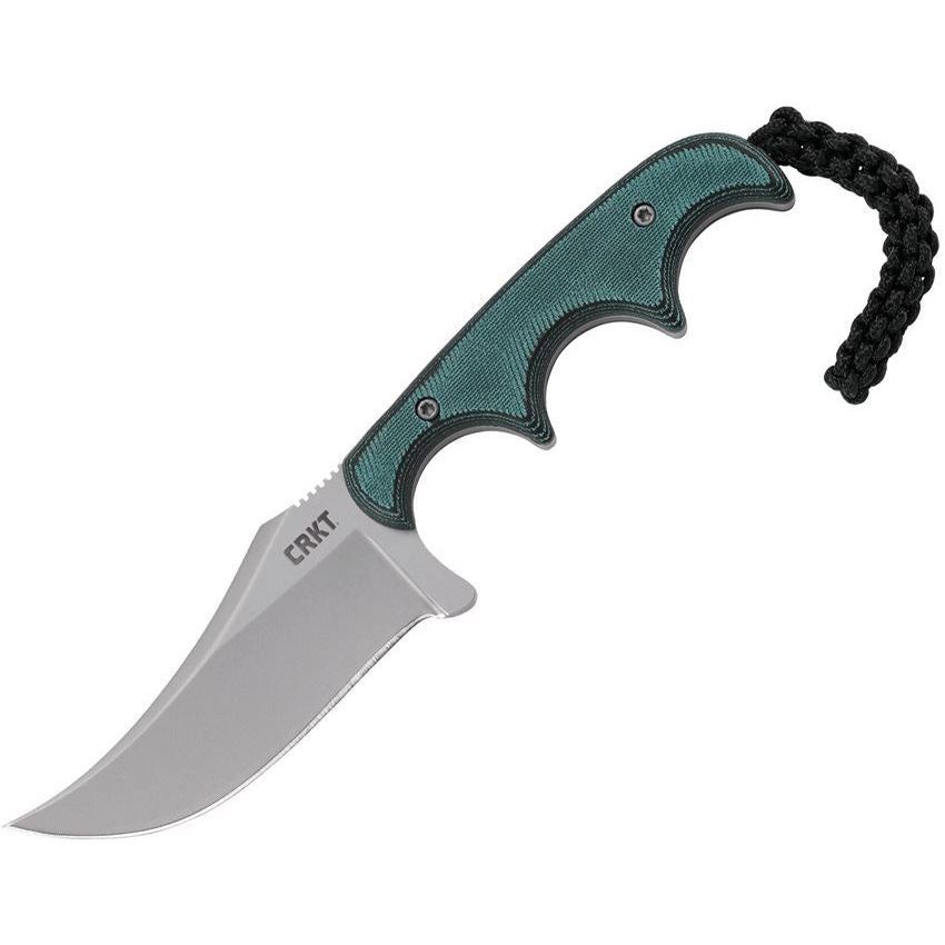 CRKT Minimalist Persian Fixed Blade Knife 2.75" 8Cr13MoV Bead Blast Blade Black and Green Micarta Handle 2379