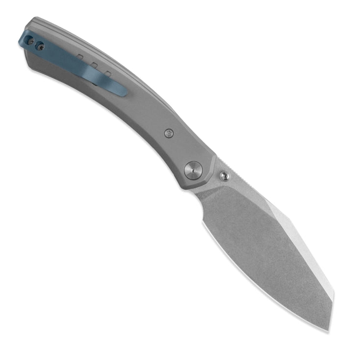 Miguron Karok 3.4" D2 Stonewash Sheepsfoot Titanium Folding Knife Gray MGR827TGY