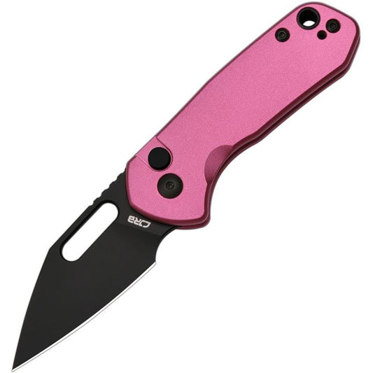 CJRB 1933BPK Mini Pyrite Black Button Lock Knife Pink J1933BPK