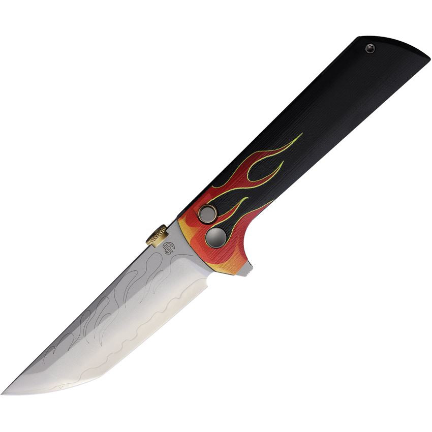 North Mountain Blade Chop 2 Tanto Button Lock Knife – SLD-Magic San Mai Tanto Blade, Hot Rod G10 Handles | NMB2406HR