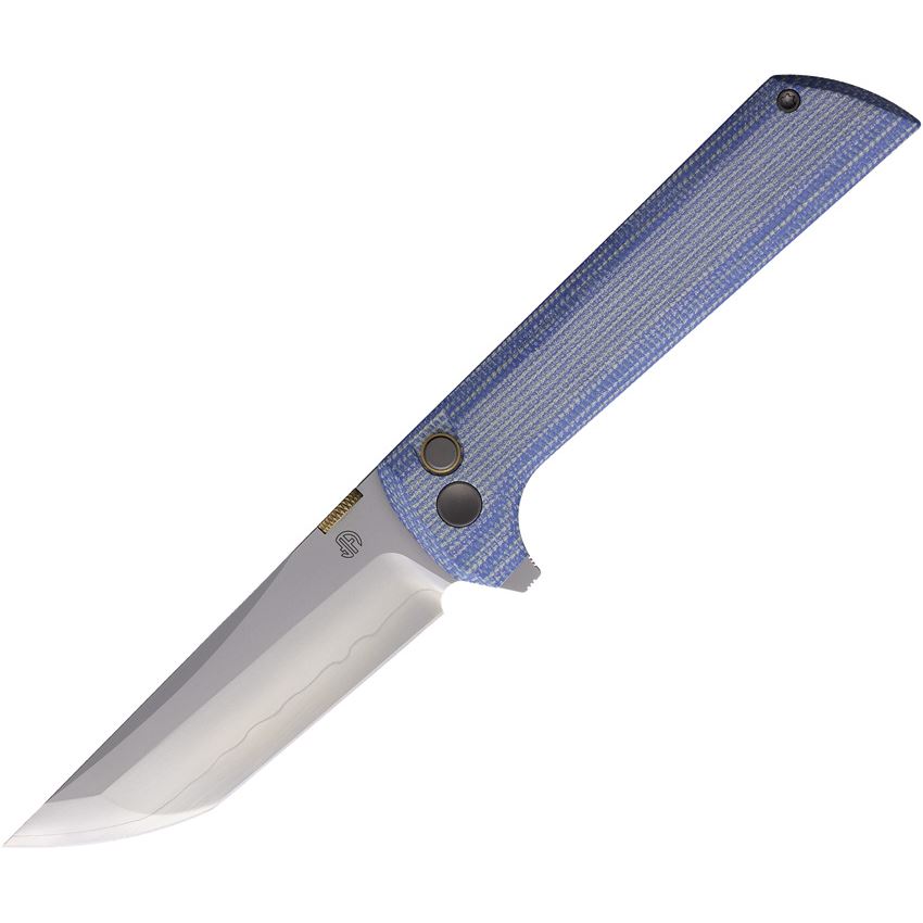 North Mountain Blade Chop 2 Tanto Button Lock Knife – SLD-Magic San Mai Tanto Blade, Blue Canvas Micarta Handle | NMB2406BLMCT