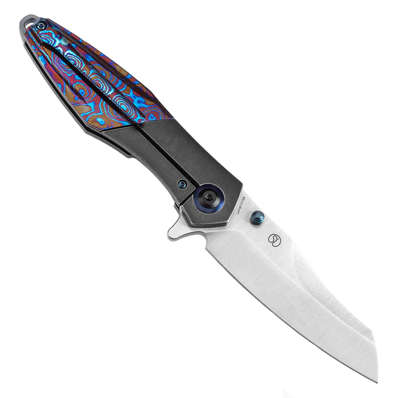 KANSEPT Mistaken Thumb Stud Flipper Blackwash Titanium, Timascus, CPM 20CV K1053A3