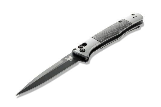 Benchmade Fact AUTO Folding Knife Black Aluminum & Carbon Fiber Handle (3.95" Black DLC CPM-S90V Spear Point Blade) 4170BK