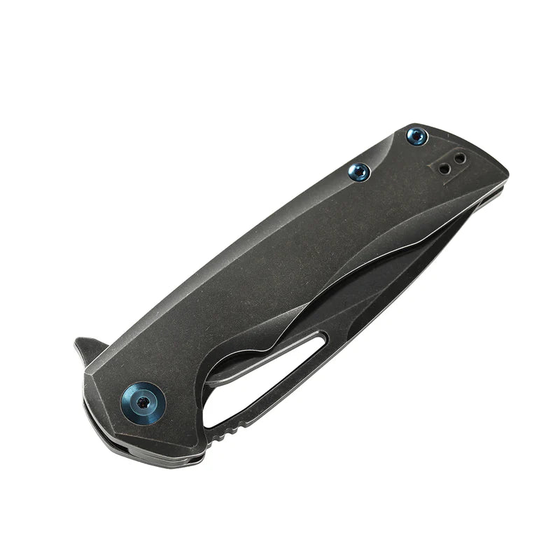 KANSEPT Kryo Thumb Hole Folding Knife – Black Titanium Frame Lock (K1001A2)