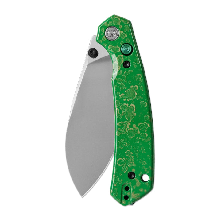 Miguron Hovor 19C27 Pearlescent Stonewash Folding Knife – Green Aluminum MGR828GN