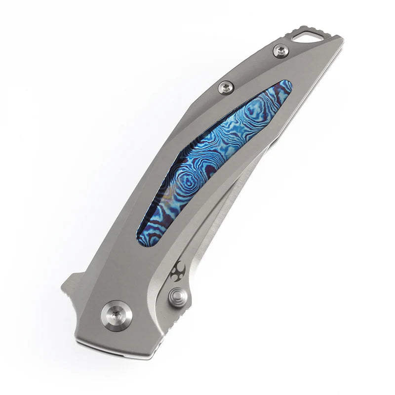 KANSEPT Baku Flipper Thumb Hole Knife Titanium with Timascus Inlay CPM-S35VN K1056A8